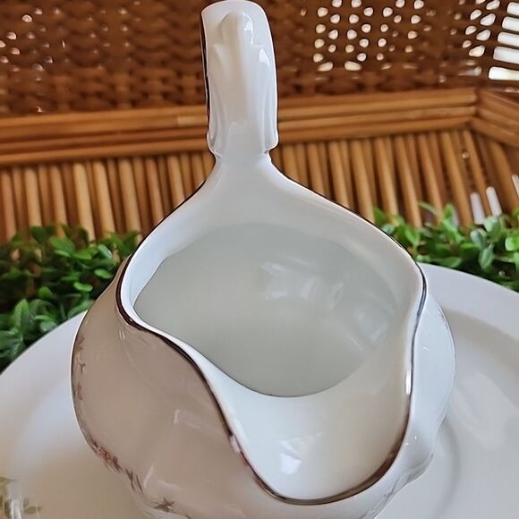 Vintage Johann Haviland Bavaria Germany Floral Creamer Pitcher & Tray - Picture 10 of 12